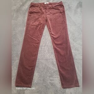 Cabi Burgundy Skinny Corduroy Jean Size 12 Mid Rise